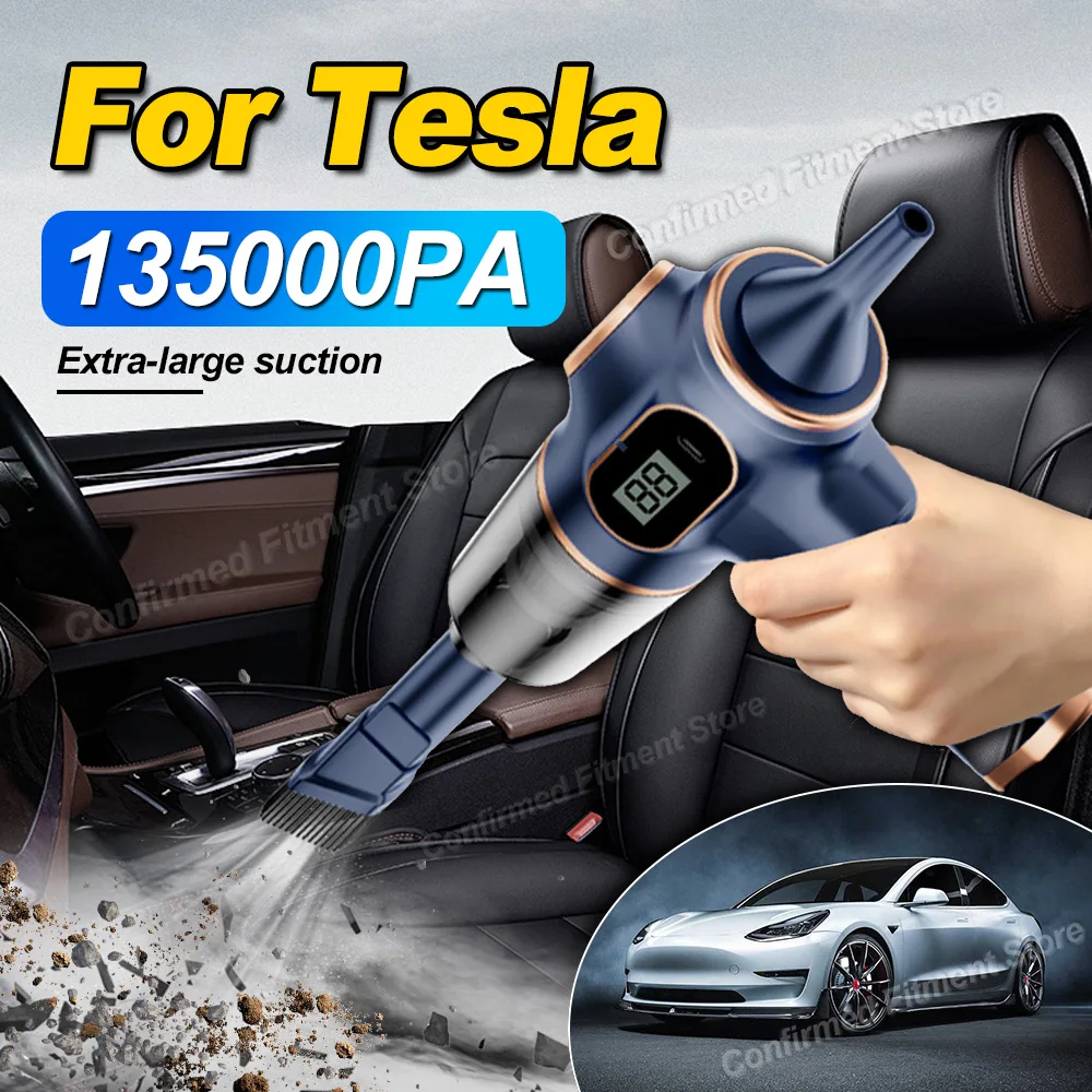 Portable Car Vacuum Cleaner 135000PA Strong Suction Multi Uses Mini Vacuum Cleaner For Tesla model 3 model s model x model y