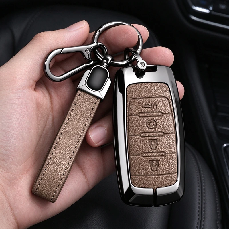 3/4/5/6 Buttons Zinc Alloy Leather Car Key Case Cover for Dodge RAM1500 RAM2500 TRX RAM 1500 2021 2020 Protect Shell