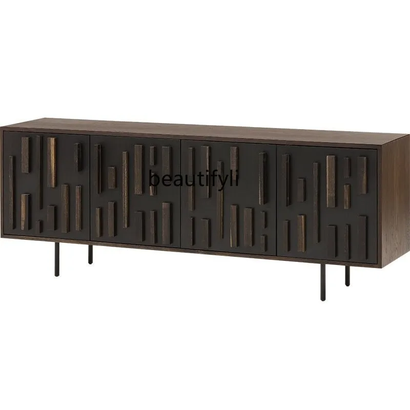 

Nordic Light Luxury Solid Wood Sideboard Creative Restaurant Storage Multi-Functional Storage Cabinet Wall Tea Cabinet