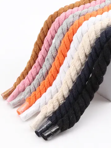 1Pair Round Shoelaces Colorful 1CM Thicker Cotton Shoelace Running Sneakers Laces 100/120/140/160CM Boots Shoe laces Shoes