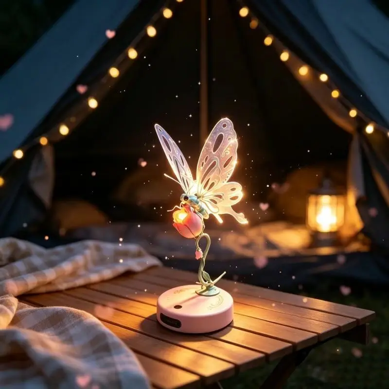 Butterfly desktop ornament handmade assembly model toy gift mechanical butterfly glowing night light romantic