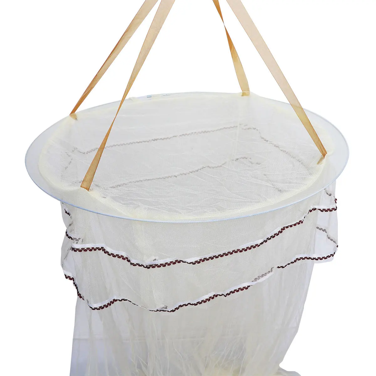 شبكة ناموسية مستديرة قبة سرير بيبي مظلة لينة البوليستر سرير المعاوضة لسرير روضة الأصفر شبكة مظلة السرير #4