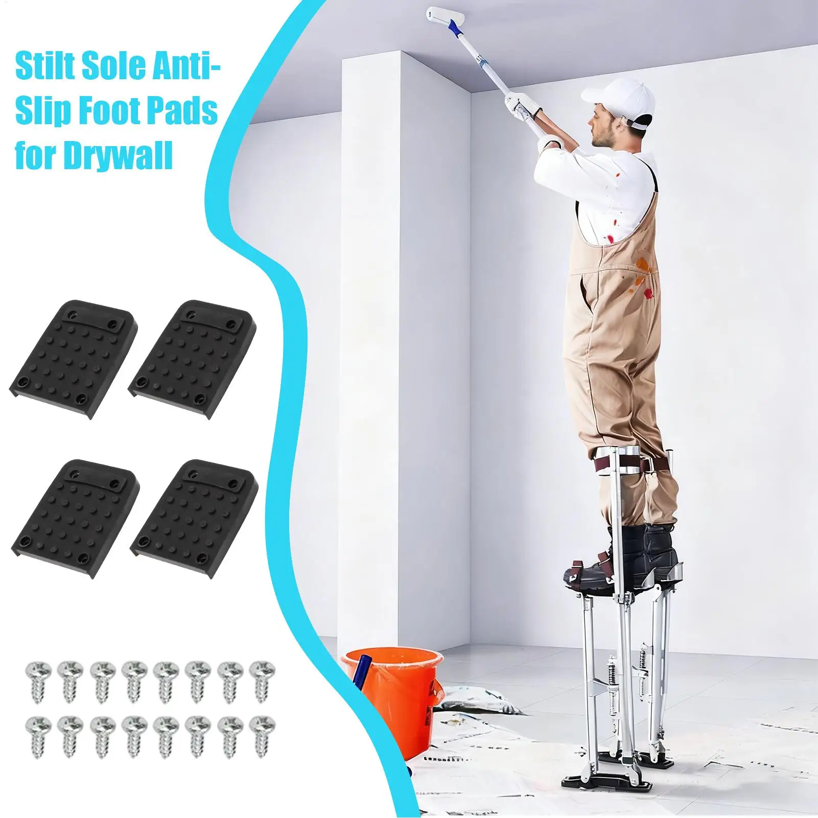 Cuscinetti antiscivolo con suola per trampoli Tappetino antiscivolo da 4 pezzi Tappetino per treppiede da costruzione con vite per intonacare la pittura di cablaggio di strada