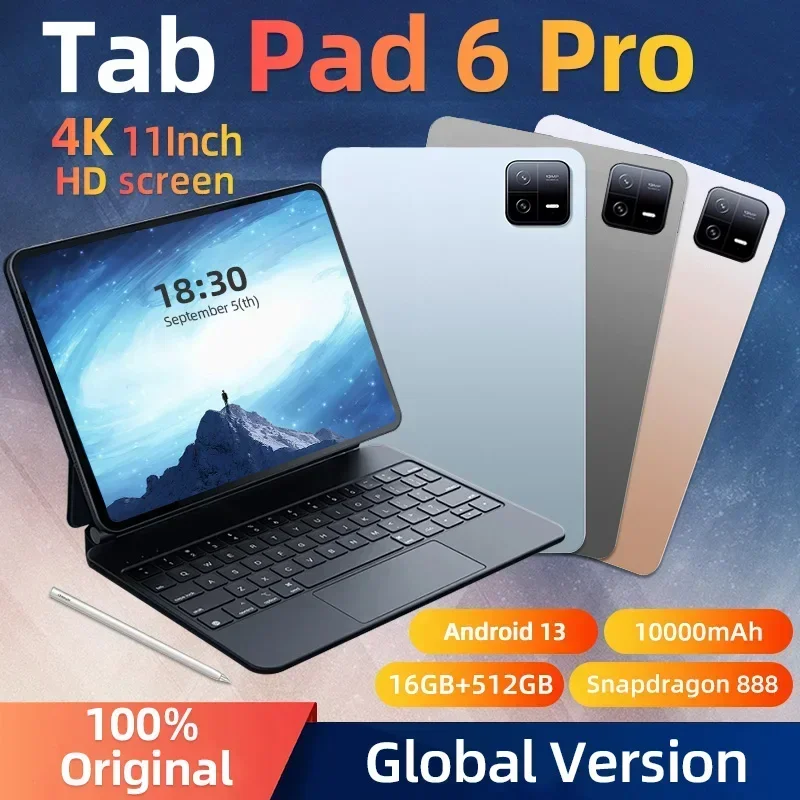 2024 Original Xioami Pad 6 Pro Tablet PC Andriod 13 Snapdragon 888 16GB+1TB 5G WiFi Dual SIM Global Version 10.1 Inch Mi Tab