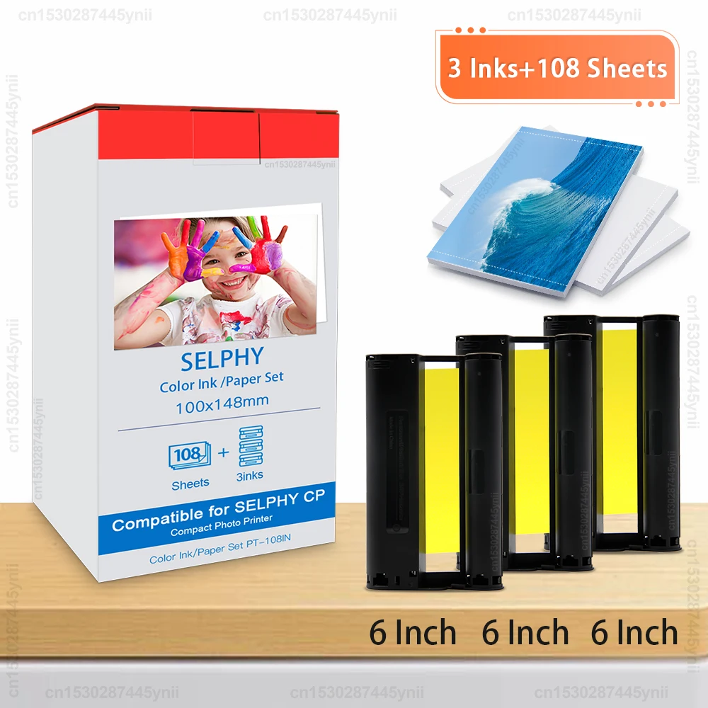 color ink photo paper grupo compativel com canon selphy kp108in cartucho de tinta para cp1300 cp1200 1000 cp910 900 impressora fotografica 01