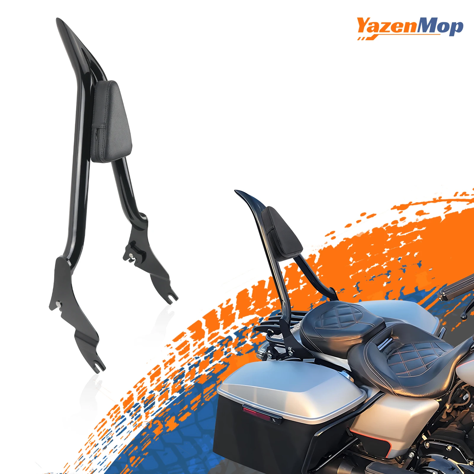 

Motorcycle Sissy Bar Gloss Black Spire Style Detachable Rear Passenger Backrest for Harley Touring 2009-2024 Models