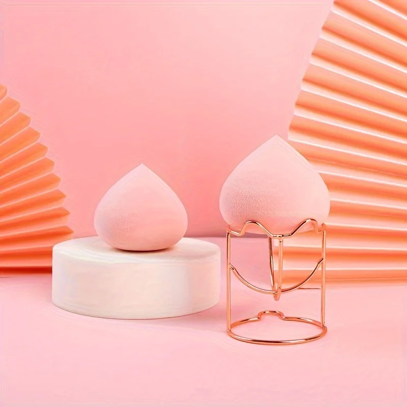 قطعة واحدة من حامل إسفنجة المكياج المعدنية مع رف تخزين منظم الحمام بتصميم أذن القط لملحقات منتفخة التجميل