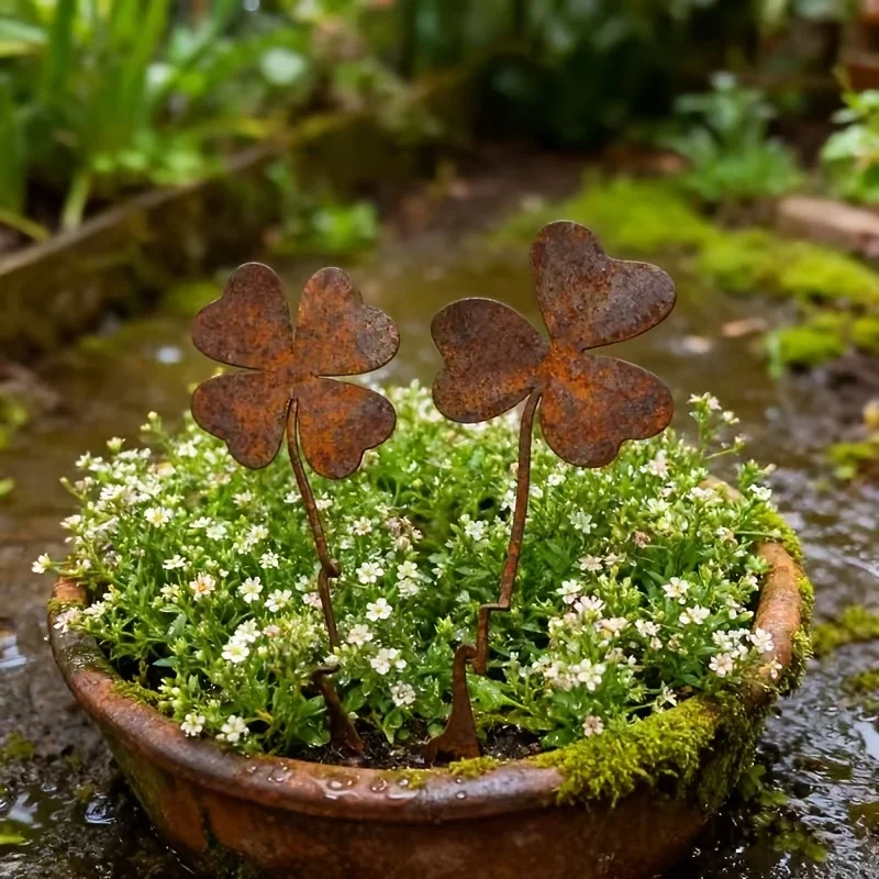 [2D Flat] Natural Beauty for The Countryside, Featuring Outdoor Rusty Metal Garden Decorations, Garden Signs, Insertable