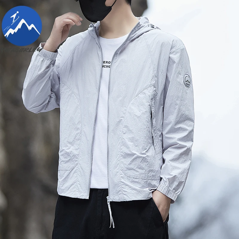 

2026 New Sunscreen Jacket Men Summer Fashion Fishing Quick Dry Ice Silk Hooded Windbreaker Man Outdoor Hiking UV Protective Coat