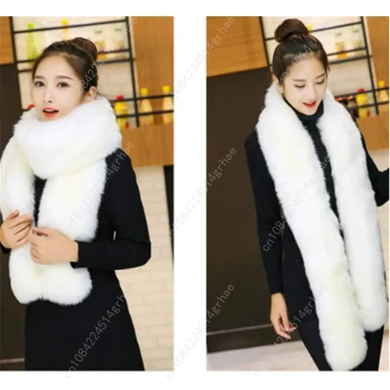 طويل الرجال النساء فو الفراء طوق شتاء دافئ التفاف سرق وشاح شال تتغاضى #4