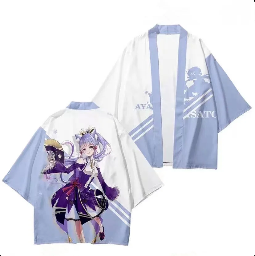 Kimono de anime japonês masculino, jaqueta Harajuku Harajuku, capa colorida, tops de cosplay, casaco solto, verão