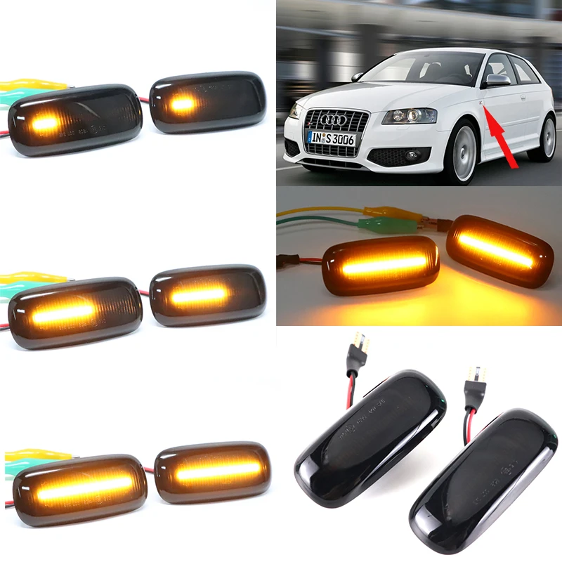 

For Audi A2 A3 8L A4 B5 A6 4B C5 A8 4D TT 8N 2000-2006 Led Dynamic Side Marker Turn Signal Light moving Sequential Blinker Light