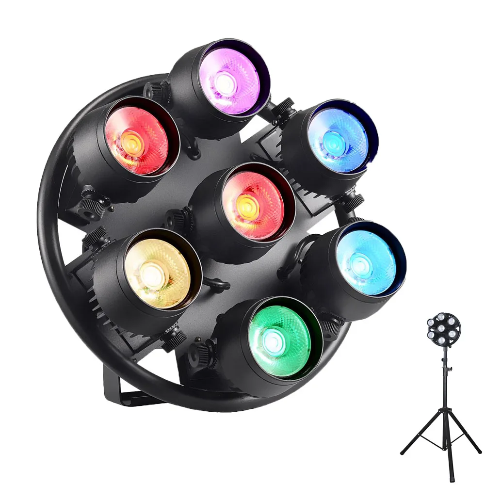 4pcs Cob DJ Lighting 7*50W LED Retro Stage Effect Light Backgorund Wash Live Stream Equipment for Wedding Concert Show