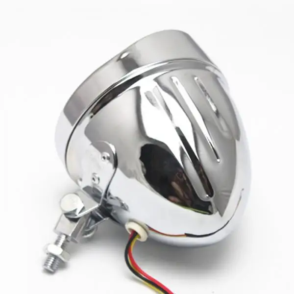 Motorcycle Headlight for   Bobber Chopper    Chrome Clear Aluminum Classic Bottom Mount Bates Style