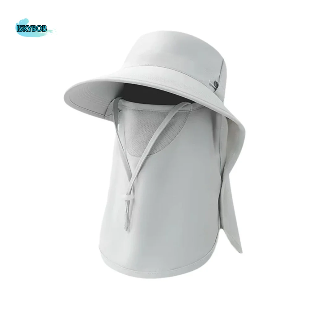 

Caps Mask Set Sunscreen Sun Hat Sun Protection Neck Flap Bucket Hat Adjustable Rope Wide Brim Fisherman Hat Outdoor