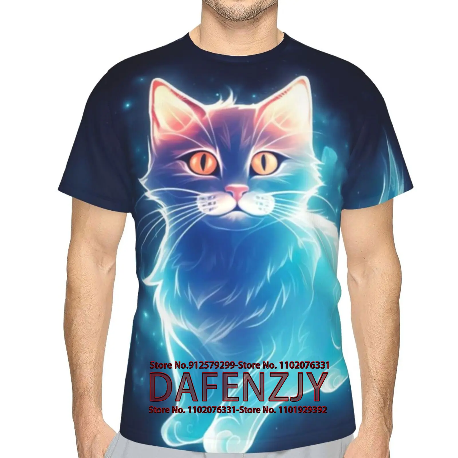 Mens Women Shirts 3D Cute Cat Printed T-Shirt Unisex Casual Short Sleeve Tops Tees for Adult