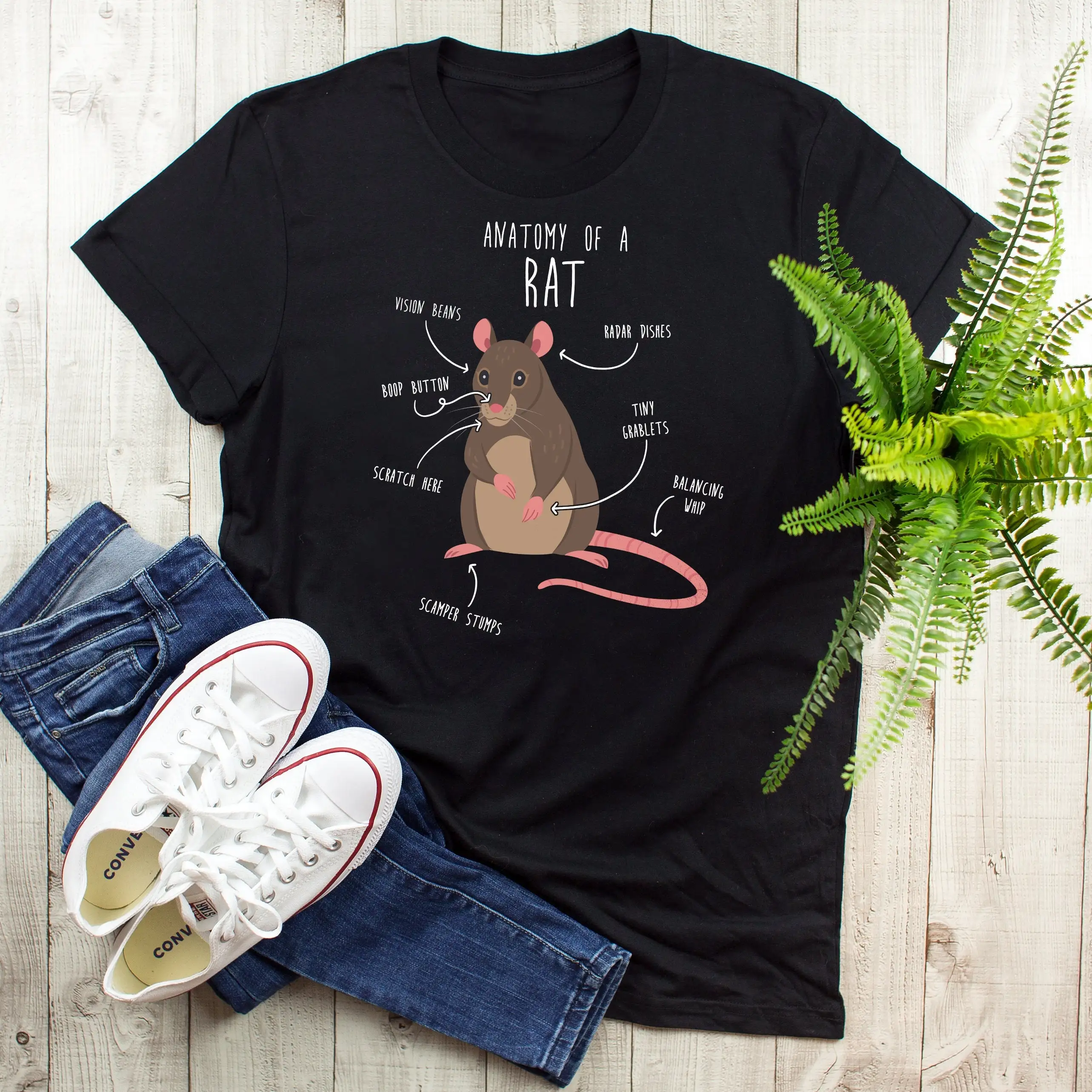 Rat T Shirt Funny Lover Cute Pet Tops Mouse Mom Dad Year Rattie Anatomy Humor