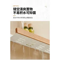 Beech Wood Wall-Mounted Punching Storage Shelves for Bathroom Living Room Kitchen Organizer Rack