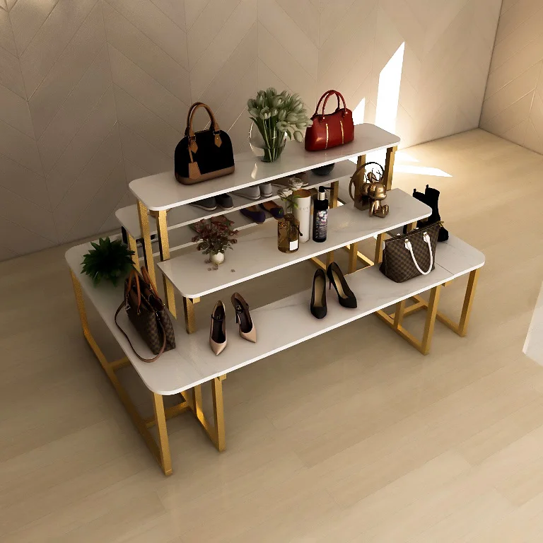 Upgraded shoe store multi-layer running water table display table, cosmetics shelf, Nakajima display stand, trapezoidal bag high