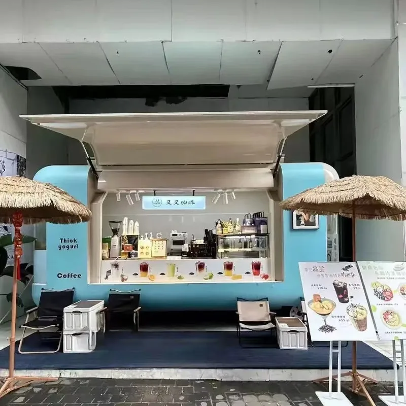 Small Food Trailers with Big Window for Street - Side Mobile Beverage, Ice Cream, and Grocery Stores. Customization Available.