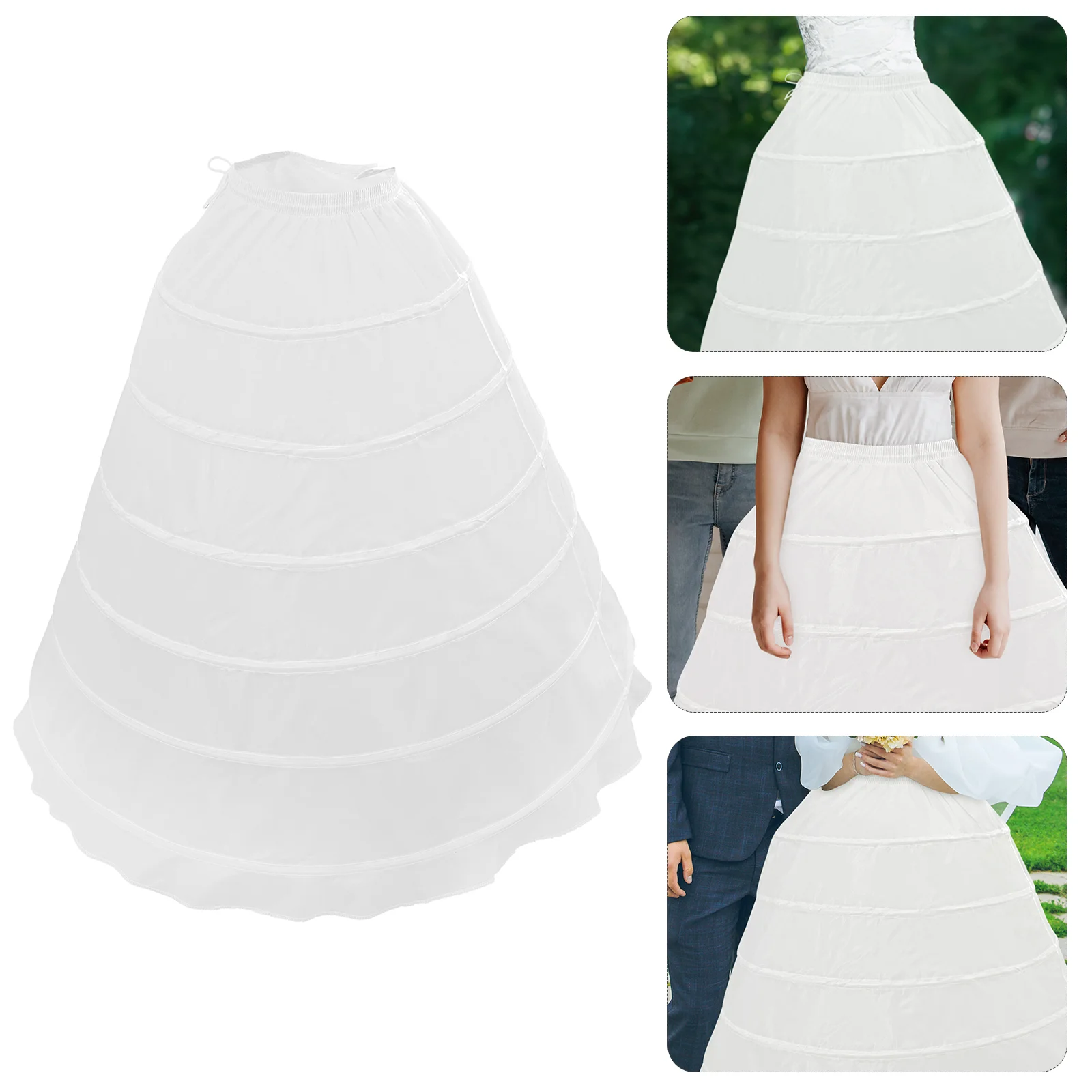 

6 Single Girls White Dress Long Skirt Adjustable Bridal Underskirt Wedding Petticoat Bride
