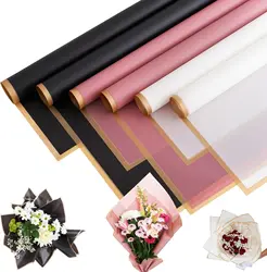 20pcs Korean Golden Edge Jelly Film Bouquet Wrapping Paper Flower Packing Materials Waterproof OPP Floral Flower Wrapping Paper