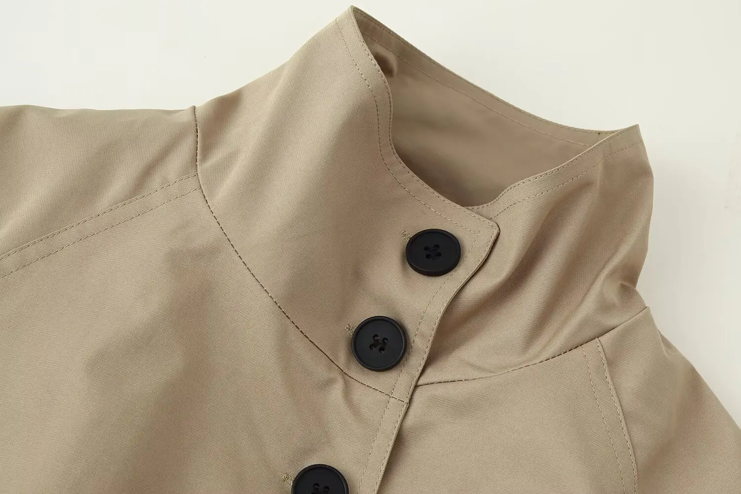 معطف واق من المطر قصير بأكمام طويلة ورباط مزدوج الصدر لعام 2025 أنيق وعصري ونمط جديد، ملابس مكتبية مريحة، كاجوال، #3