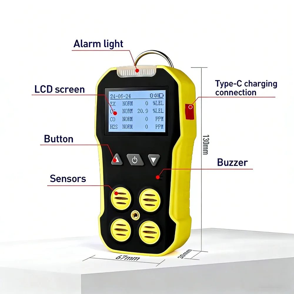 Automobile Portable exhaust BH-4A 4 in 1 sensor Gas analyzers sound light alarm FG/CO/O₂/H₂S multi air gas detector