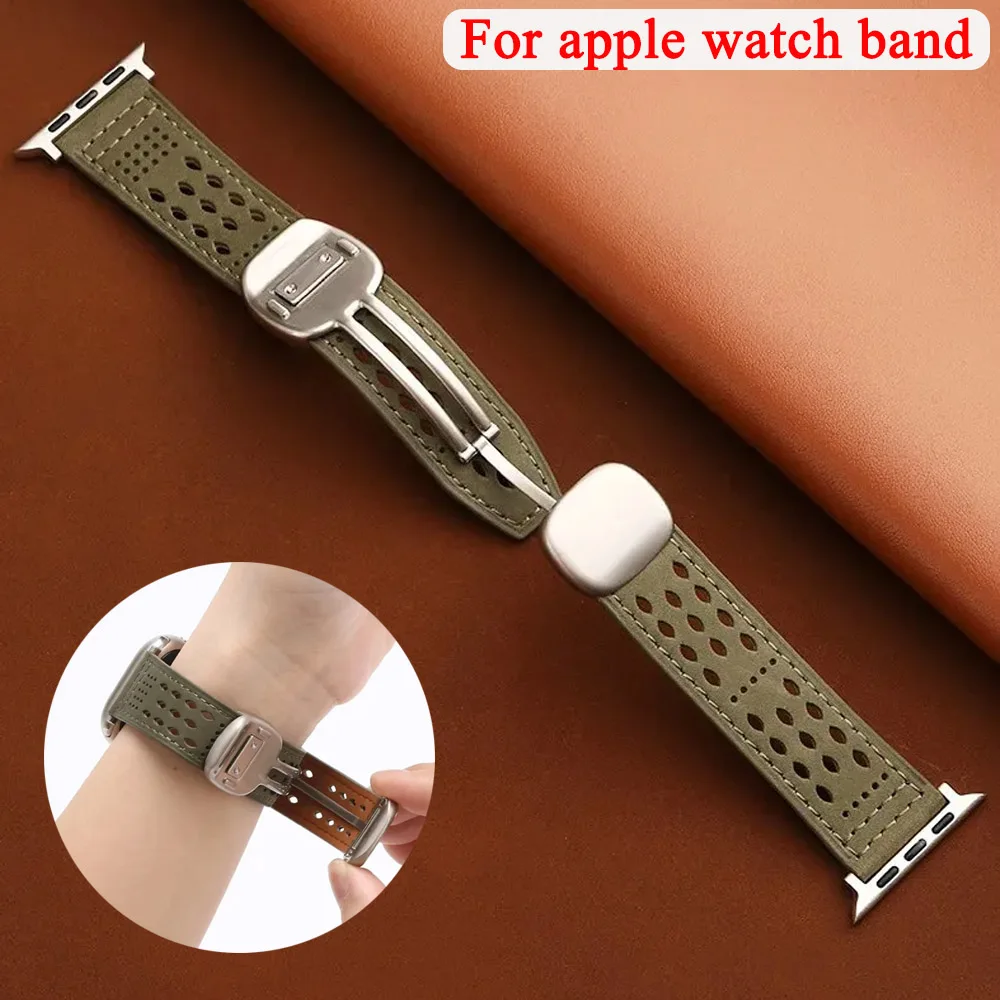 Magnetisches Lederarmband für Apple Watch Band Ultra 4 49mm 46mm 42mm 45mm 44 41 40 38mm Armband iWatch Series 12 11 10 9 8 7 6