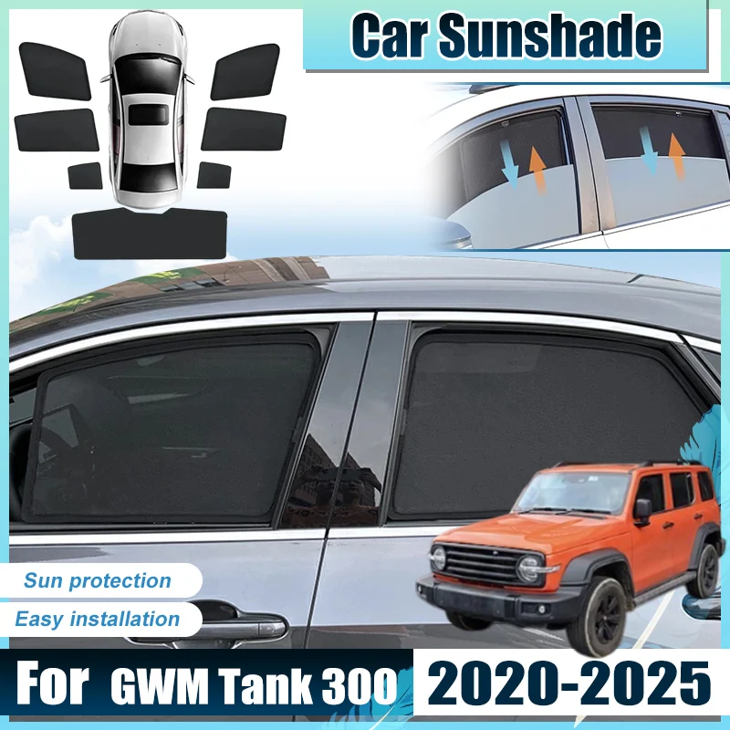 

For GWM Tank 300 Accessories Wey Tank 300 2020-2025 Car Front Rear Window Sun Shades Covers Anti UV Visors Heat light Shield Net