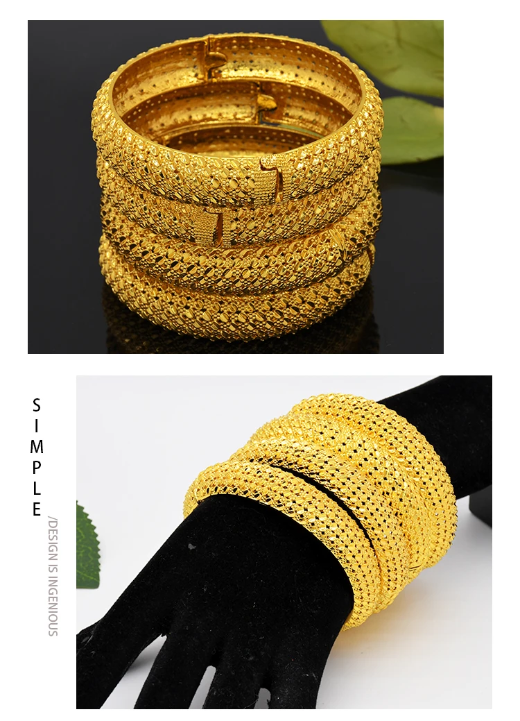 ANIID Neue Luxus Dubai Gold Farbe Armreifen Für Frauen Arabisch Braut Charme Armband Nigerianischen Hochzeit Geschenk Afrikanischen Schmuck Party – Detail 6
