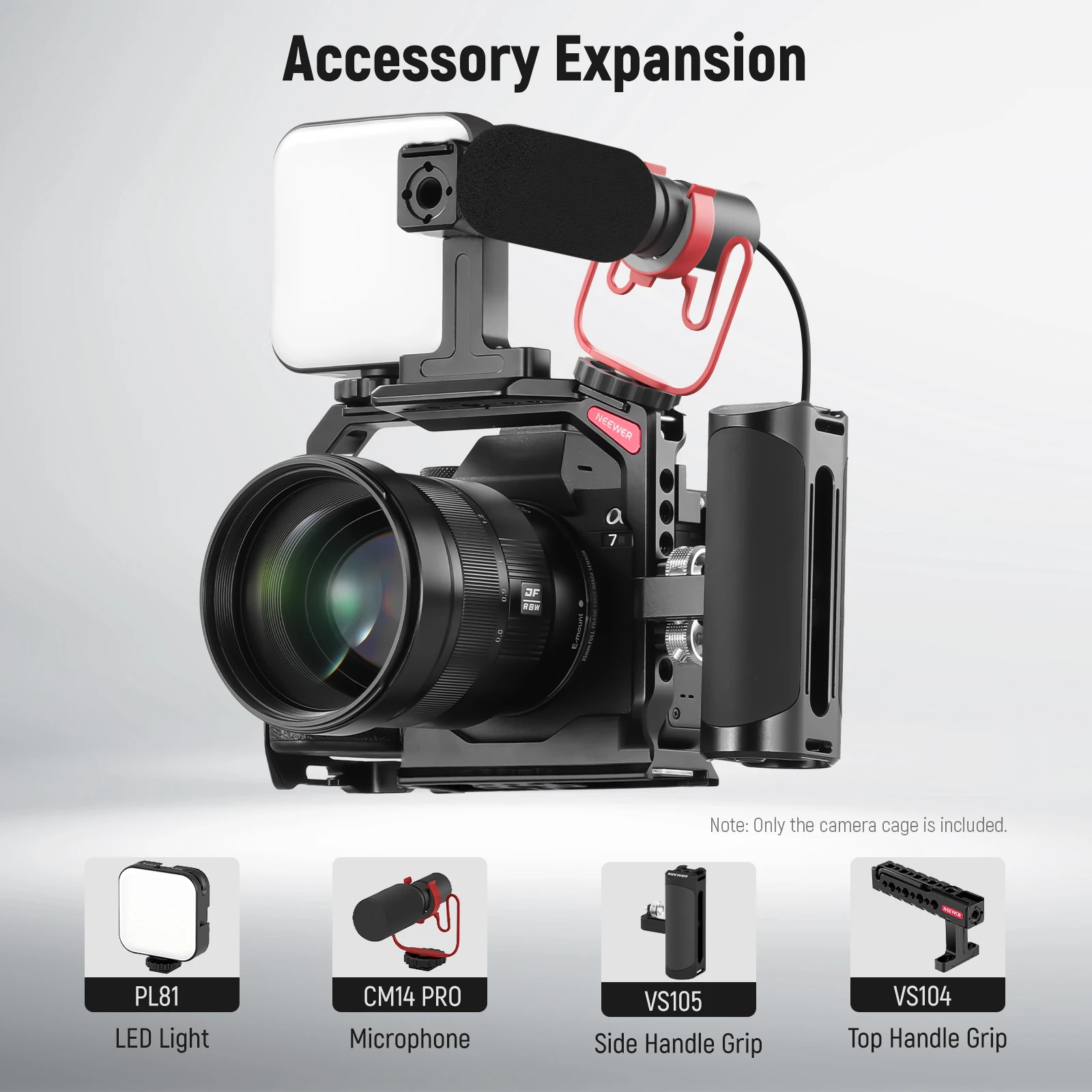 NEEWER Gabbia per fotocamera completa per Sony a7R V/a7R IV/a7 IV/a7S III/a1 Videocamera in alluminio Rig con accesso completo/tipo Arca QR Base Rig