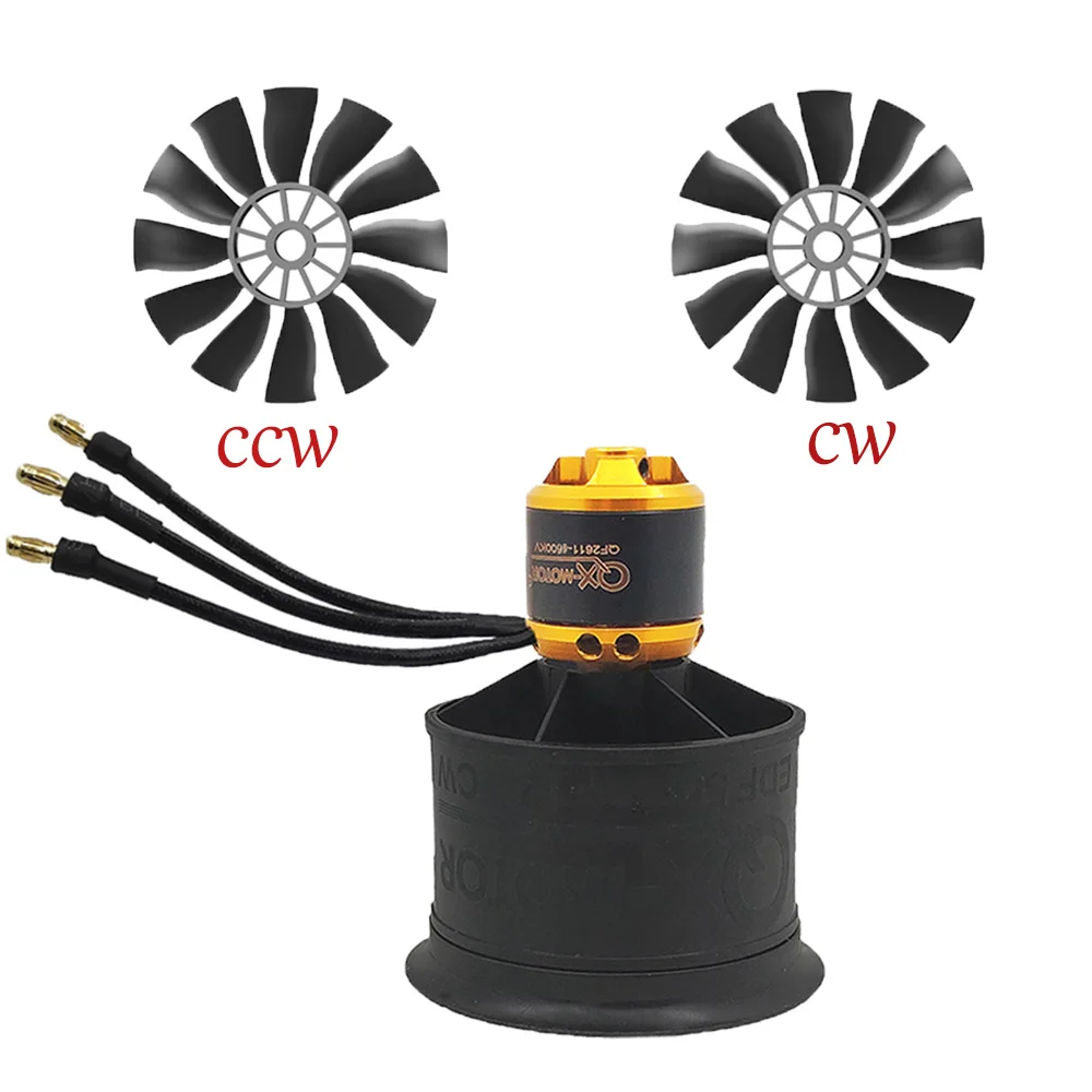 QX-MOTOR 3s/4s 50mm EDF 12 blades Ducted Fan CW CCW with QF2611 3300/4000/4600/5000kv Brushless motor For RC Airplane