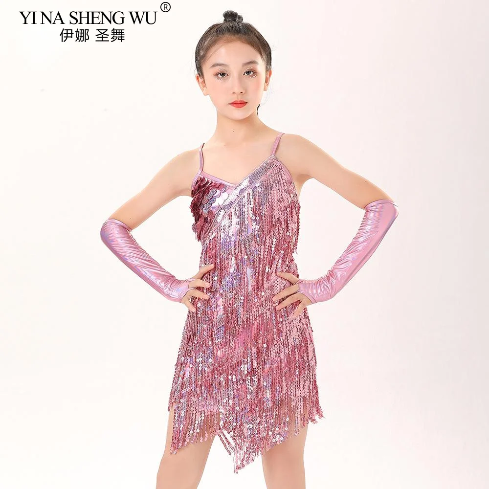 sala da ballo vestito da ballo latino vestito da competizione ragazze gonne pratica usura linea abiti con frange vestiti con nappe costume da ballo tango