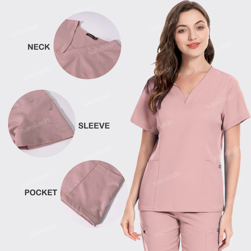 Uniformes médicos verde enegrecido, roupas femininas de alta qualidade para enfermagem, conjunto de esfoliantes para médico, dentista, beleza, roupa de trabalho clínica, calça superior