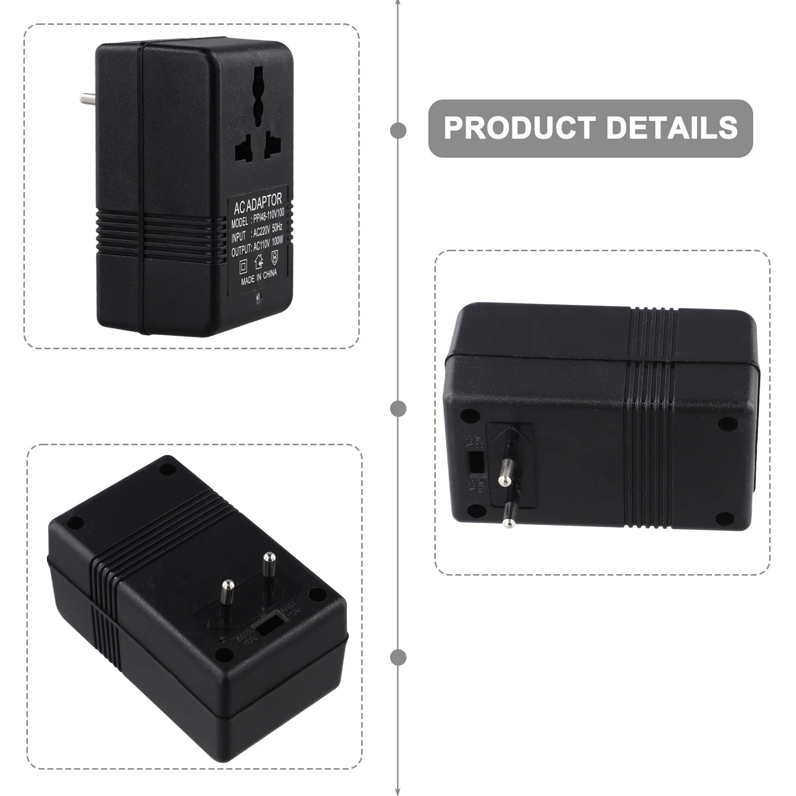 Voltage Converter Steps Down Transformers Travel Adapter 220V To 110V Voltage Converter EU Plugs 50W 100W Power Transformer