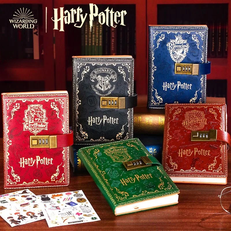 2024 New Harry Potter Four Academy Retro Password Notebook Color Page A5 Notebook Student Cartoon Log Writing Book Birthday Gift