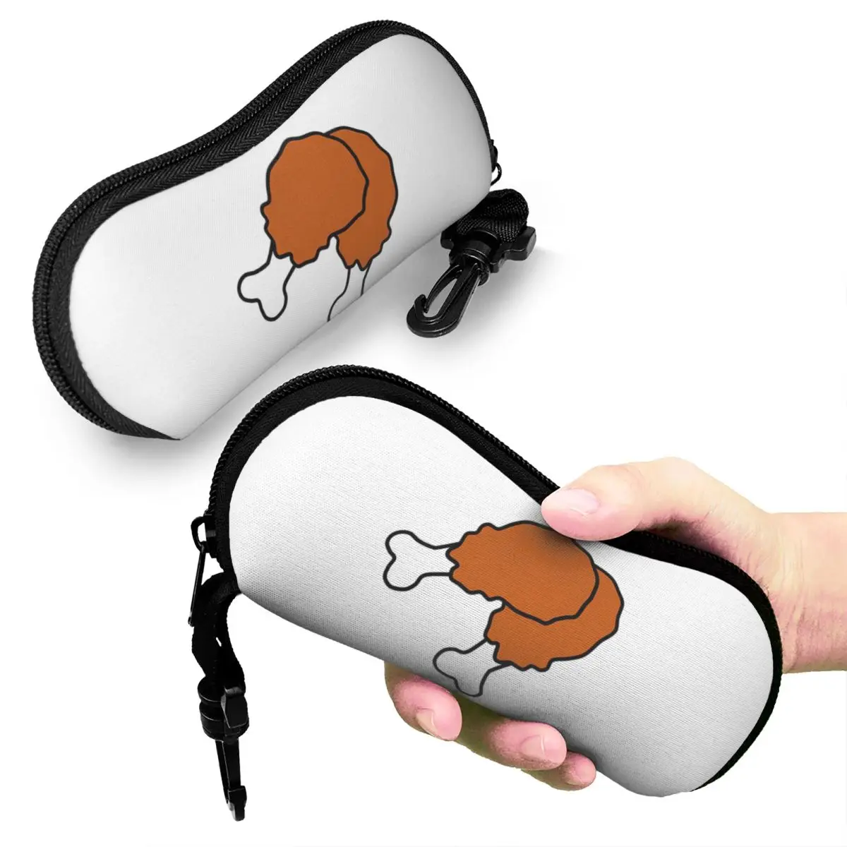 

Cute Fried Chicken Legs Shell Glasses Case Protective Sunglasses Box Women Men Soft Eyeglasses Bag Pouch