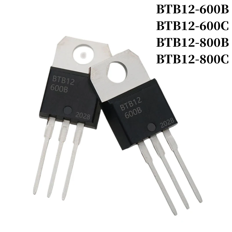 10~500Pcs BTB12-600B BTB12-600C BTB12-800B BTB12-800C Thyristor TO-220 12A 600V/800V DIP Triac Large Chip