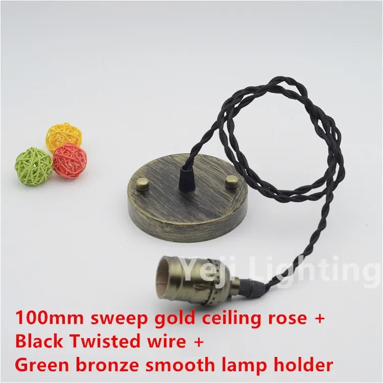 Vintage Bronze Aluminum Edison Bulb Cord Set E27 lamp holder with switch Led bulb Tube light Lighting accessories Wholesale DIY