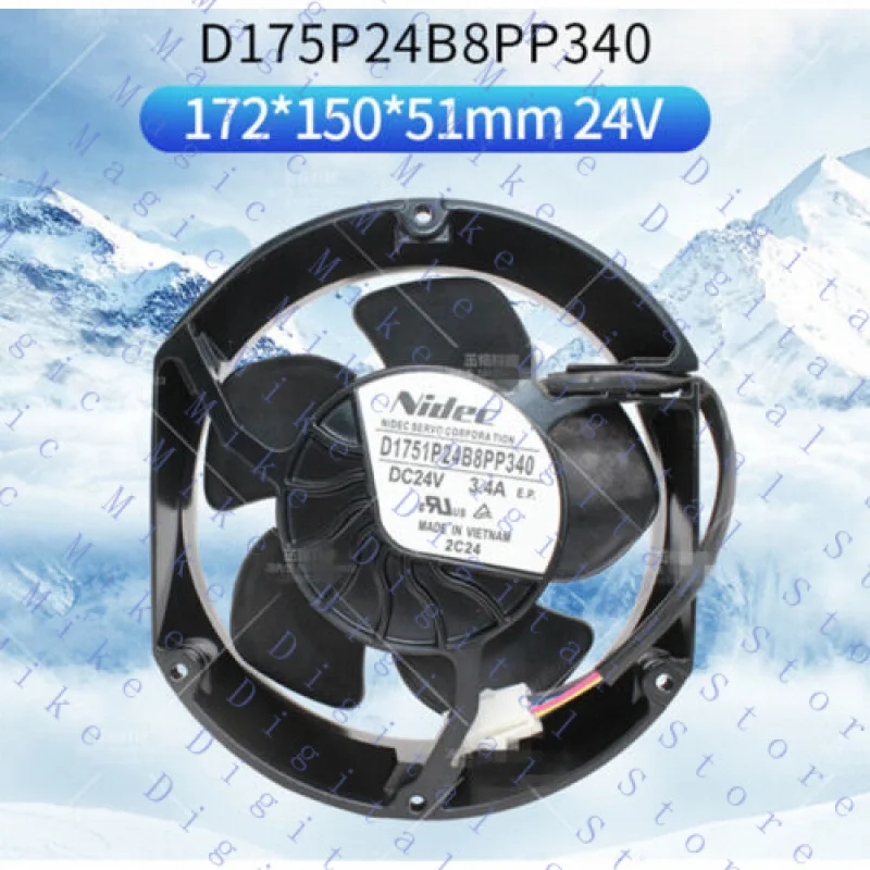 H  FOR NIDEC D1751P24B8PP340 24V 3.4A ABB880/580 Inverter Cooling Fan 4-wire