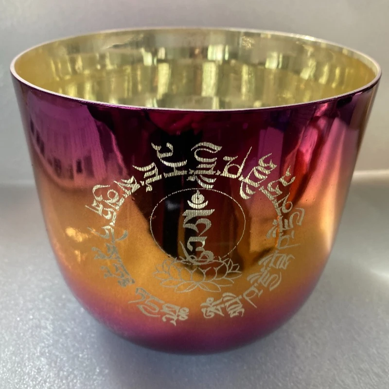 Golden Crystal Singing Bowl 8 Inches Meditation Handcrafted Singing Bowls Yoga Sound Therapy Bowls Music Instruments Percussion