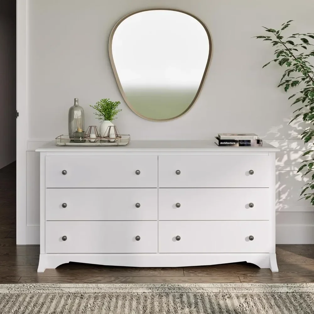 Bedroom Furniture:Double Dresser for Bedroom, 6-Drawer Wide Chest of Drawers, Traditional Bedroom Dresser, WDC-6330-V