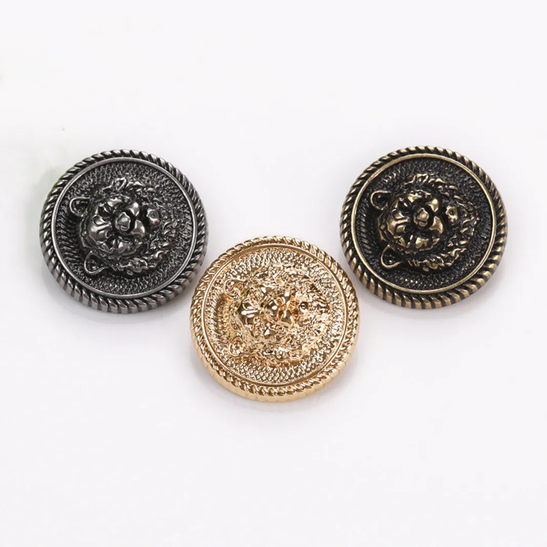 

10pcs/lot Tiger head metal button Gold for clothing sweater Coat Decoration Shirt Round Buttons Accessories
