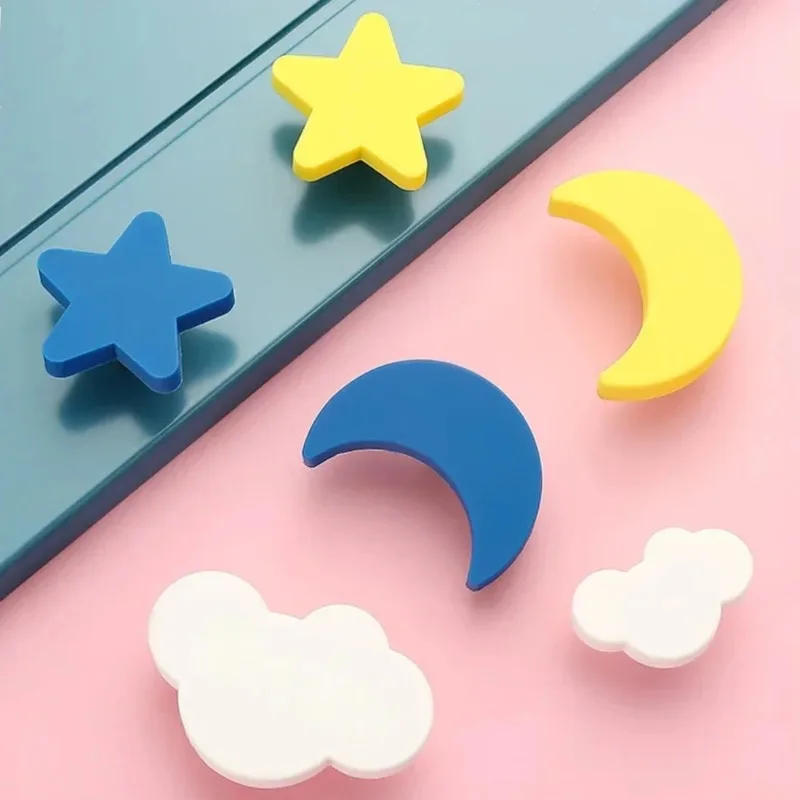 Puxadores de móveis gaveta puxa crianças puxadores de porta de borracha dxs bonito rosa coração estrela lua nuvem puxadores de armário de cozinha