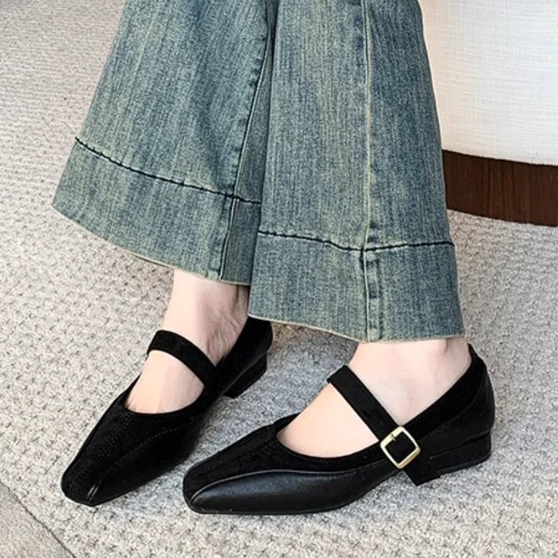 Printemps automne escarpins à talons bas mode Mary Janes femmes chaussures confortable peu profond bout carré talons hauts bureau fête femme chaussure