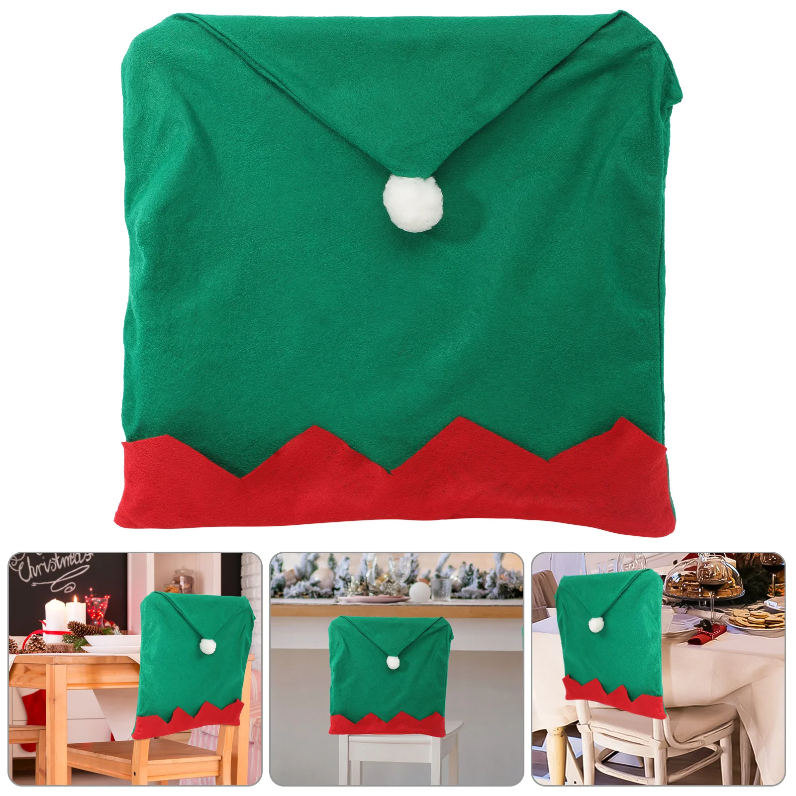 

4pcs Chair Cover Christmas Dining Seat Slipcover Washable Holiday Party Decor Green Universal Fit Furniture Protector