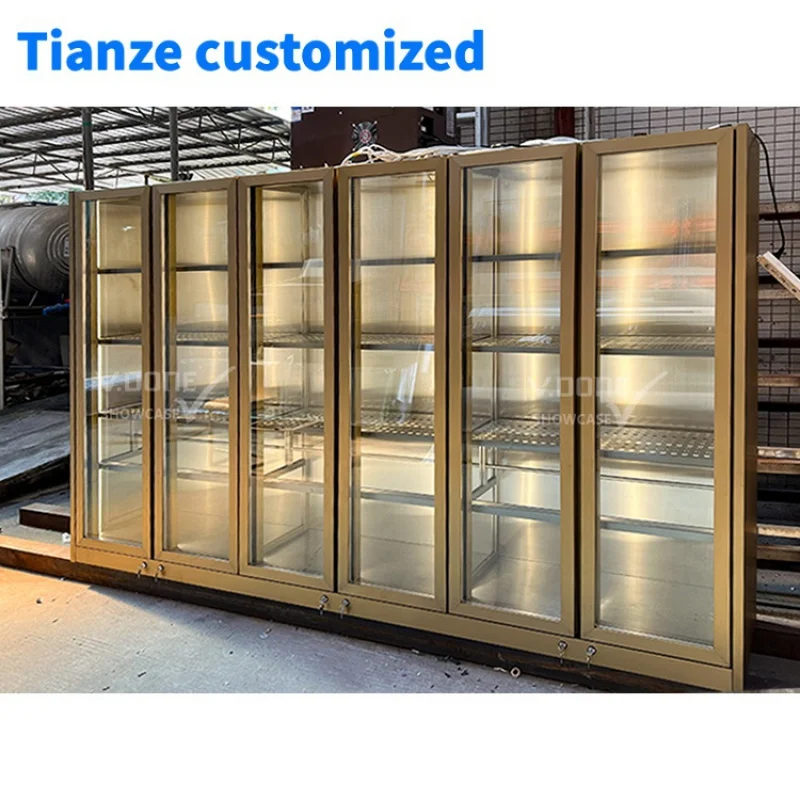 [Customized]hotel restaurant whiskey constant temperature cooler storage rack stainless steel glass wine cabinet bar living room