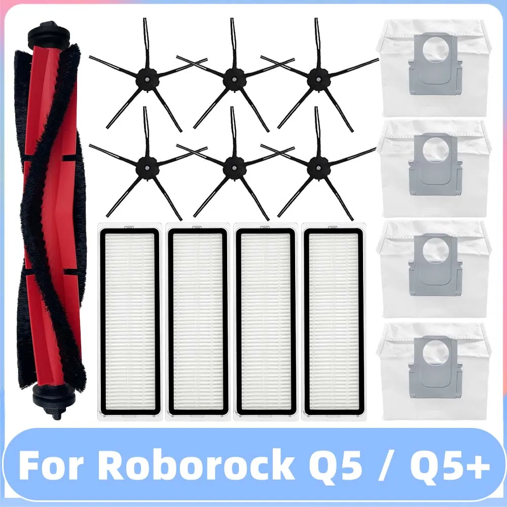 Compatible for Roborock Q5 + Plus Q340RR Roller Main Side Brush Filter Mop Cloths Rag Dust Bag Robot Vacuums Part Accessory