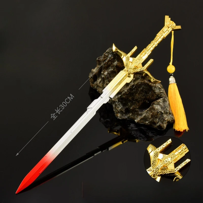 30cm/11.81in Game Peripherals Hall of Valor Sword of Oath of Victory Metal Weapon Models Real Steel Swords Crafts Boy toys Gifts